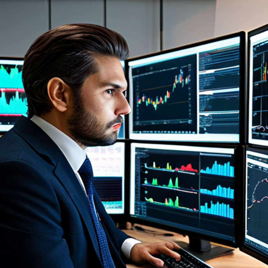 외환관리사 실무 역량 키우는 방법 - Simulation & Analysis**
"A professional currency trader in a modern office setting, reviewing simul...