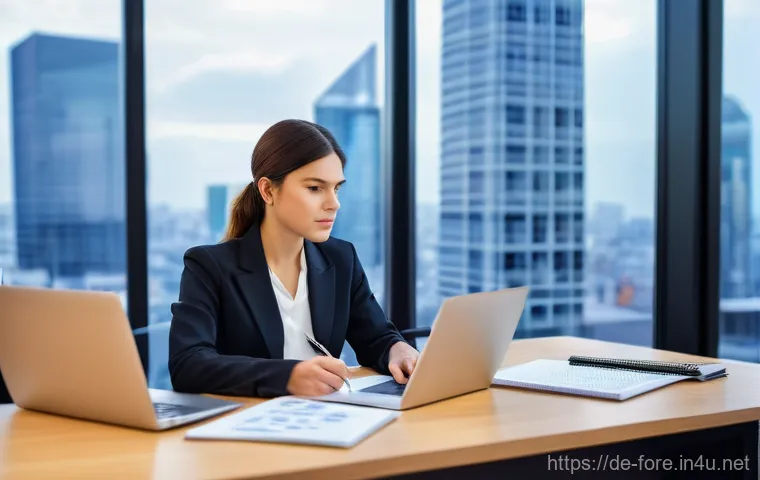 외환관리사 연봉 협상 노하우 - **Prompt 1: Market Value Assessment**
    "A confident and analytical female finance professional in...