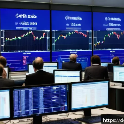 외환관리사 시험 최신 트렌드 - A modern financial trading office scene in Frankfurt, Germany, showing a diverse group of profession...