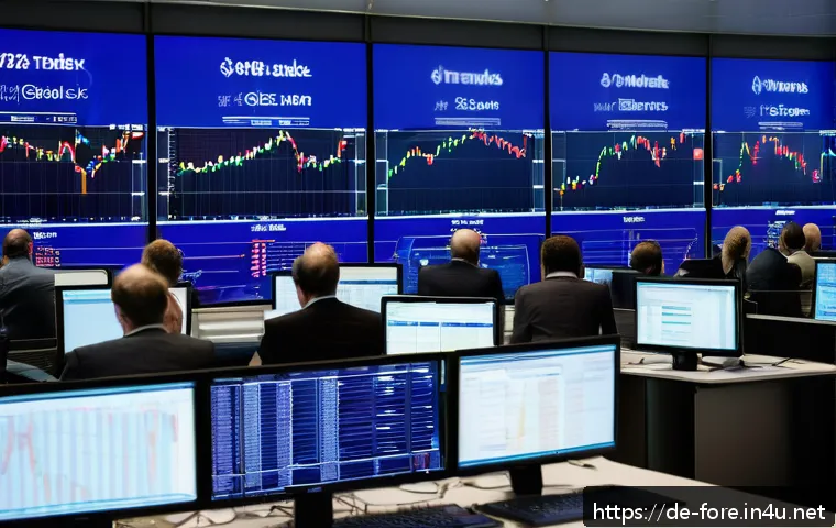 외환관리사 시험 최신 트렌드 - A modern financial trading office scene in Frankfurt, Germany, showing a diverse group of profession...
