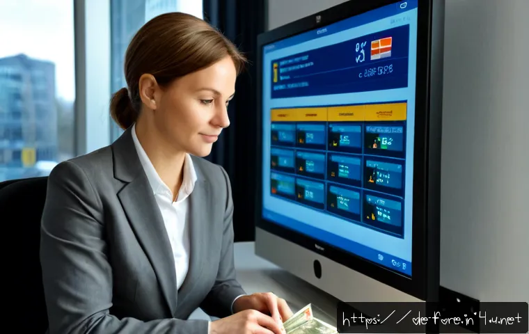 외환관리사와 외환 보안 관리 - Photorealistic foreign exchange compliance manager in a modern Frankfurt financial office, professio...