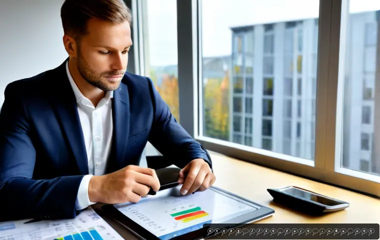외환관리사와 외환 위험 평가 방법 - Photorealistic financial risk assessment scene in a modern German corporate office, experienced fore...