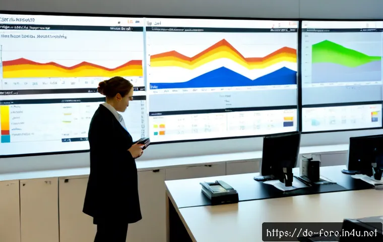 Home 17 외환관리사와 외환 정책 변화 트렌드 분석 - Photorealistic financial analyst in a modern Frankfurt office, reviewing foreign exchange trends on ...