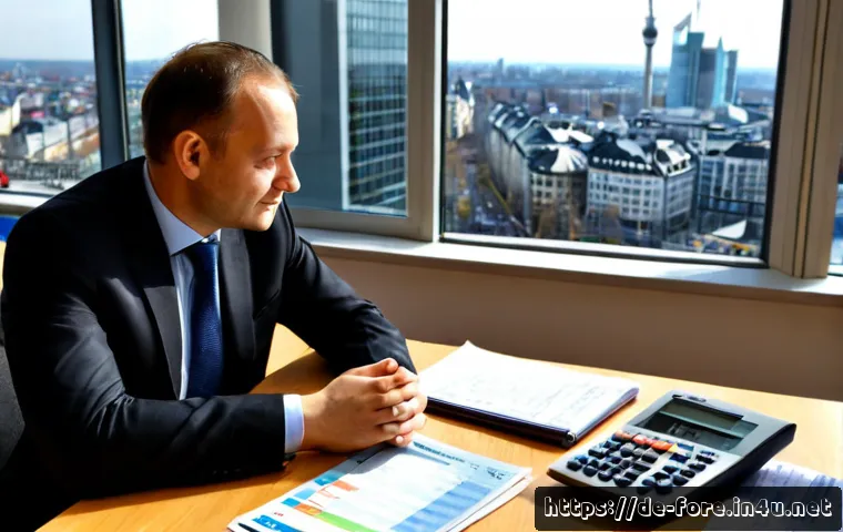 외환관리사와 외환 거래 세금 처리 - Photorealistic German foreign exchange tax consultation, a professional financial adviser and an adu...